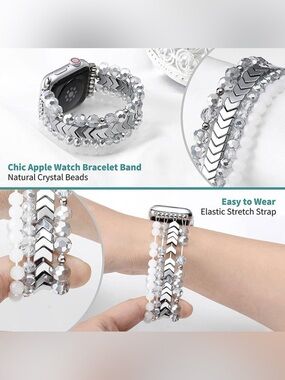 MOFREE Beaded Bracelet Compatible with Apple Watch Band 38mm/40mm/41mm/42mm,